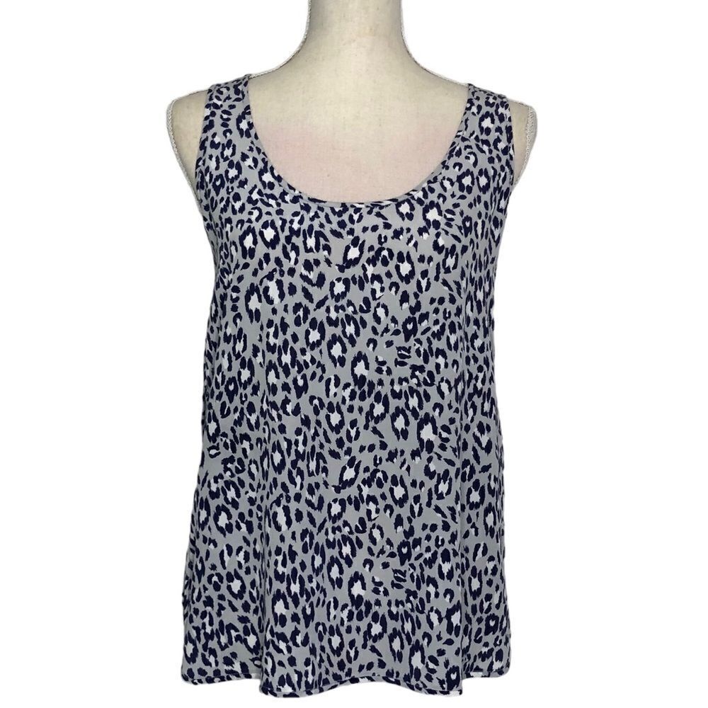 Joie 100% Silk Pullover Sleeveless Blouse Racerback Animal Print Size Small